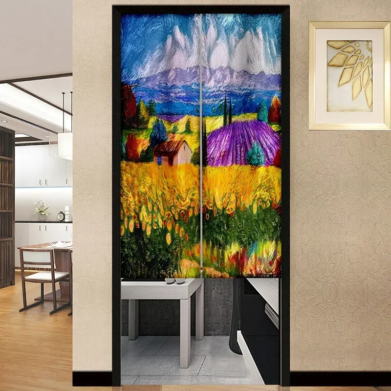 Van Gogh Oil Painting Man Print Door Curtain Hotel Room Partition Kitchen Doorway Decorative Cafe Restaurant Short Noren Decor