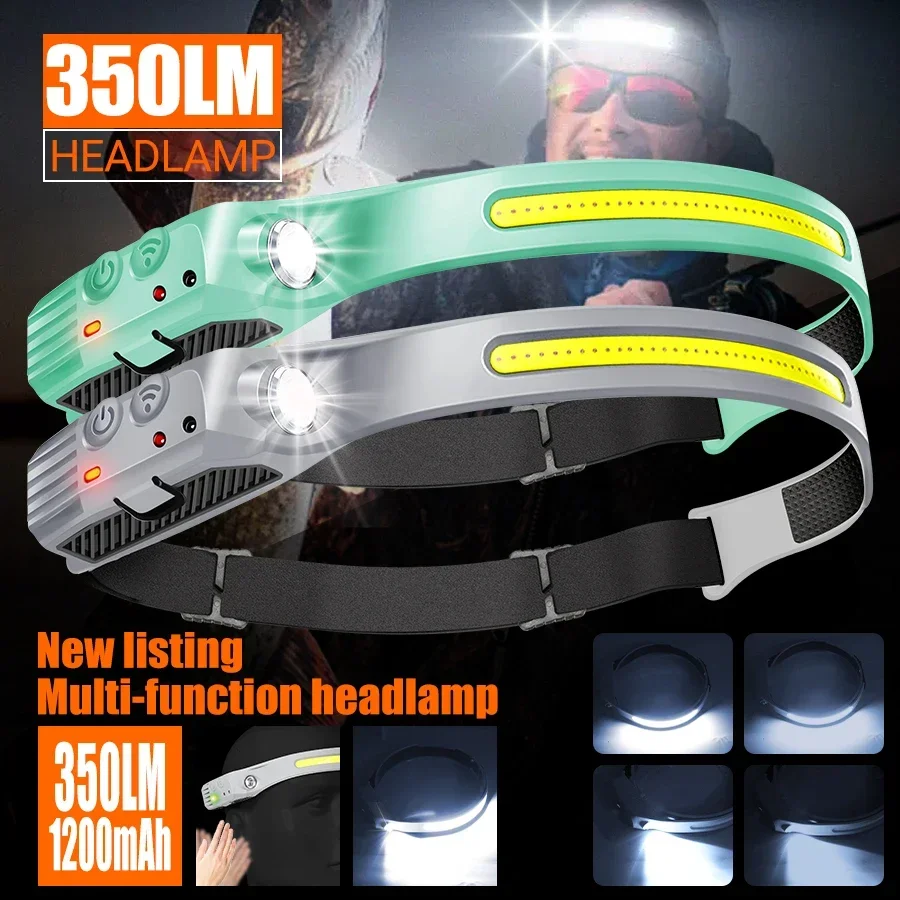 

230° Floodlight Sensor Led Headlamp Super Bright USB-C Rechargeable Flashlight Headlight for Running Cycling Camping Working