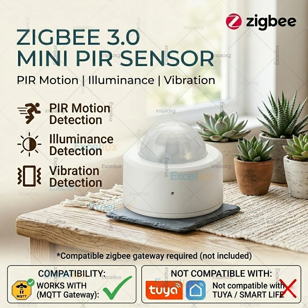 Zigbee 3.0 Mini Motion Sensor PIR Human Body Detector illuminance Vibration Detection Security Burglar Alarm Sensor For Z2M Only