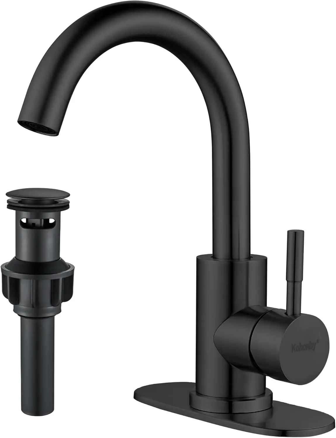 

Matte Black Bathroom Sink Faucet Single Hole, Modern Single Handle Bathroom Faucet Commercial Stainless Steel Bar Faucet Laundry