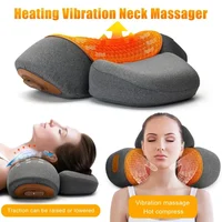 Almohada masajeadora de cuello eléctrica, camilla Cervical, calefacción, masaje de vibración, tracción de espalda, almohadas ortopédicas para dormir, soporte