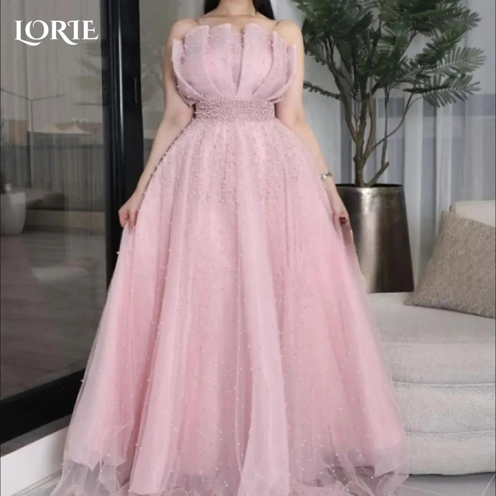 

LORIE Pink Pleats Evening Dress Ruffled Party Dresses Elegant Prom Dress Off Shoulder Princess Ball Gown Party Gowns Customized