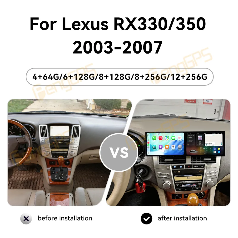 For Lexus RX330 RX350 2003-2007 Android Car Radio Multimedia Video Wireless Carplay Autoradio Stereo GPS Navigation Head Unit