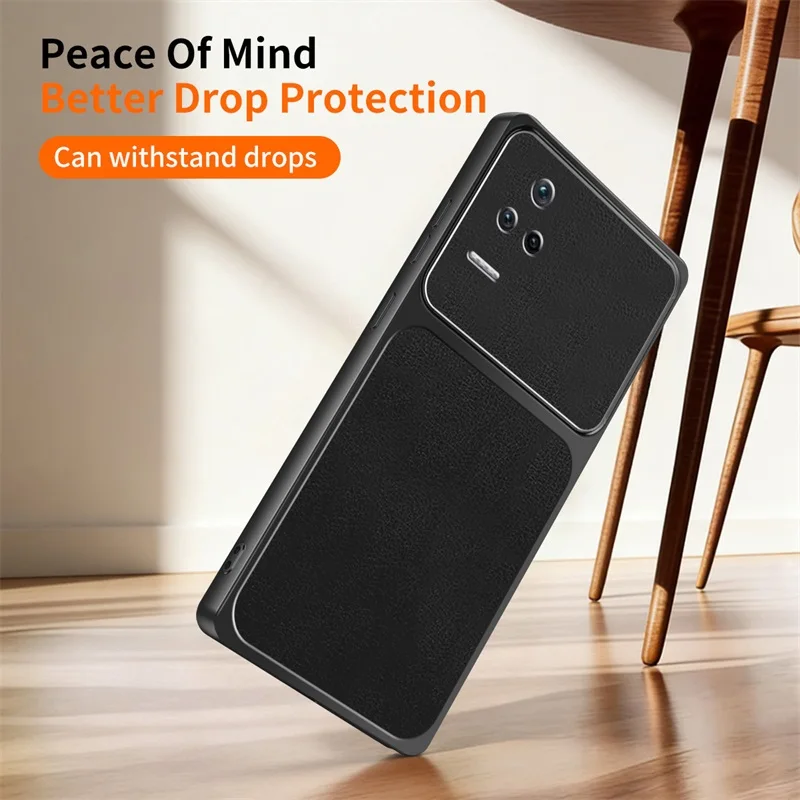 

Leather Back Cover with Lychee Texture Lambskin for XiaomiK40S RedmiK40S Shock Protection Mobile Phone Wear-Resistant Phone Case