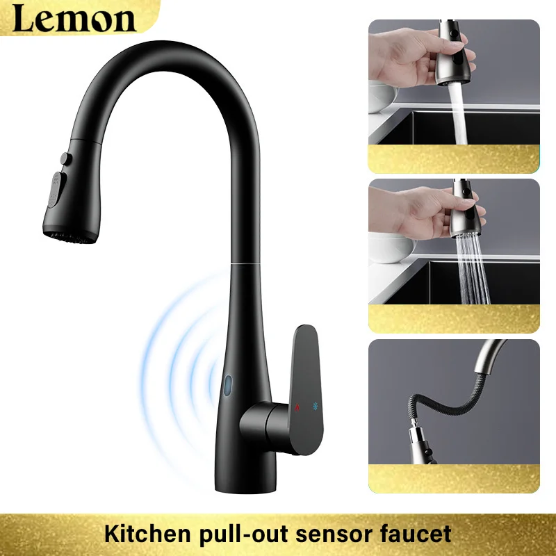 

Intelligent induction pull-out kitchen faucet 80cm pull-out range Thickened 304 stainless steel material,