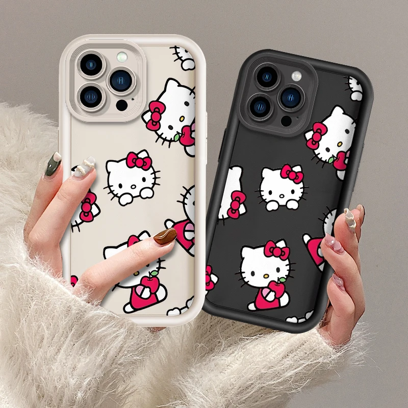 Sanrio Hello Kitty Cartoon Fall Shockproof Case For iPhone 15 14 13 12 11 Pro X Xs Max SE2 7 8 Plus Soft TPU Shell Cover WK439