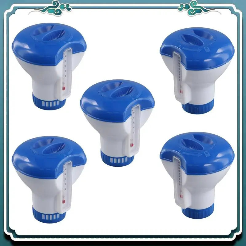Reliable 5PCS Swimming Pool Floating Chlorine Tablet Dispenser With Thermometer Automatic Pills Box Spa Pool Accessories