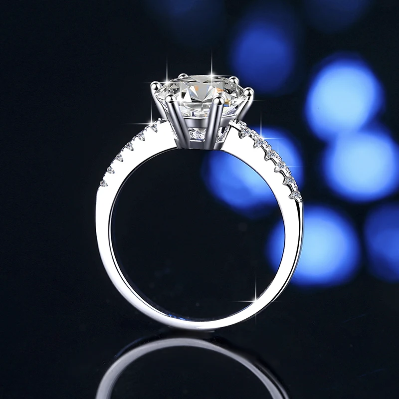 Fine Jewel 1 carat Diamond VVs1 Moissanite six claws Fashion charm rhodium-plated jewelry S925 sterling silver Wedding ring