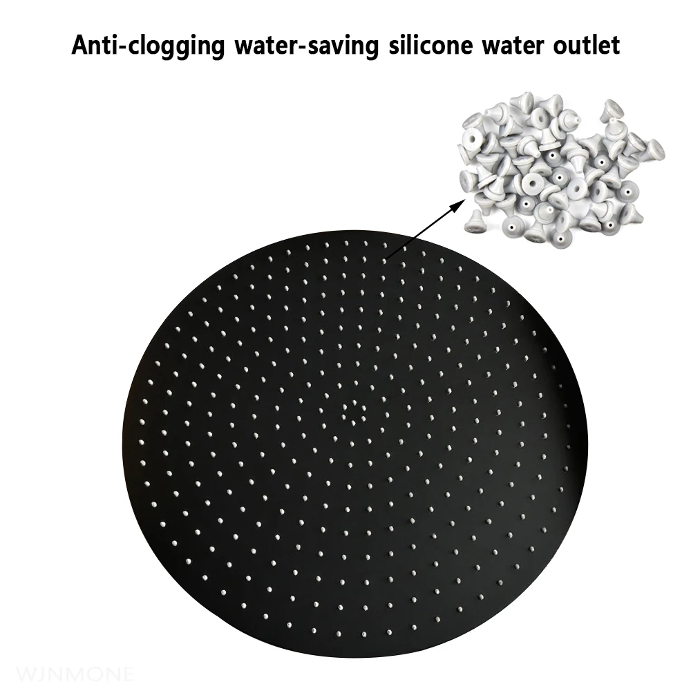 Round & Square Black High Pressure Rain Shower Heads Bathroom Accessories 16/20/24 Inch 304 Stainless Steel Rainfall Shower Head