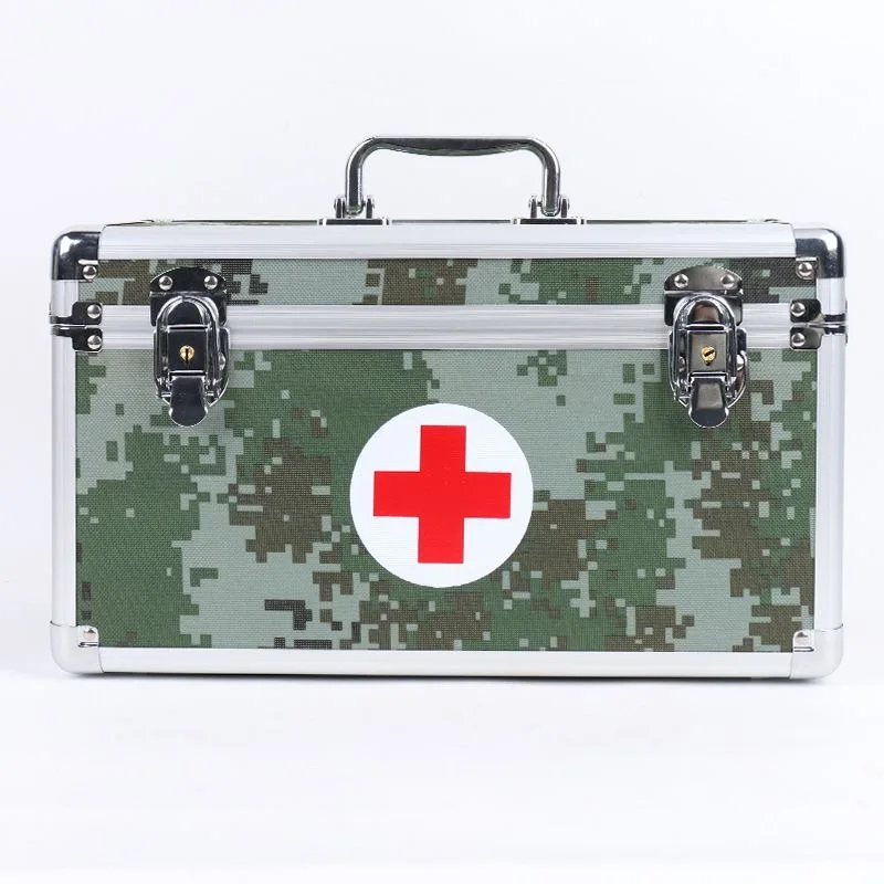 Camo Medicine Storage Box Portable Large Capacity First Aid Kit Medicine Container Emergency Pharmacy Box with Shoulder Strap