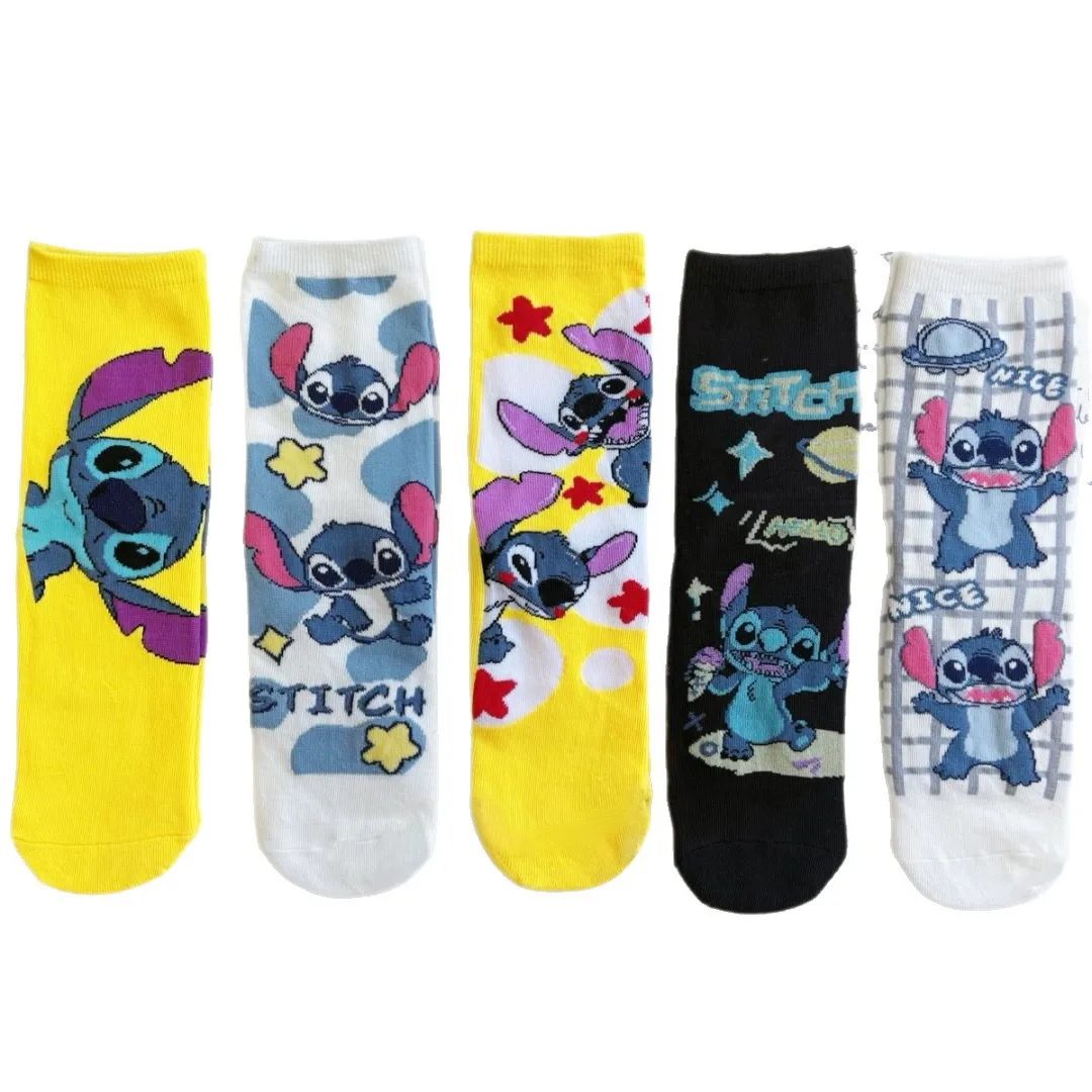 

European sizes 36-43, 5 Pairs Anime Cute Knit Mid-Calf Socks Unisex