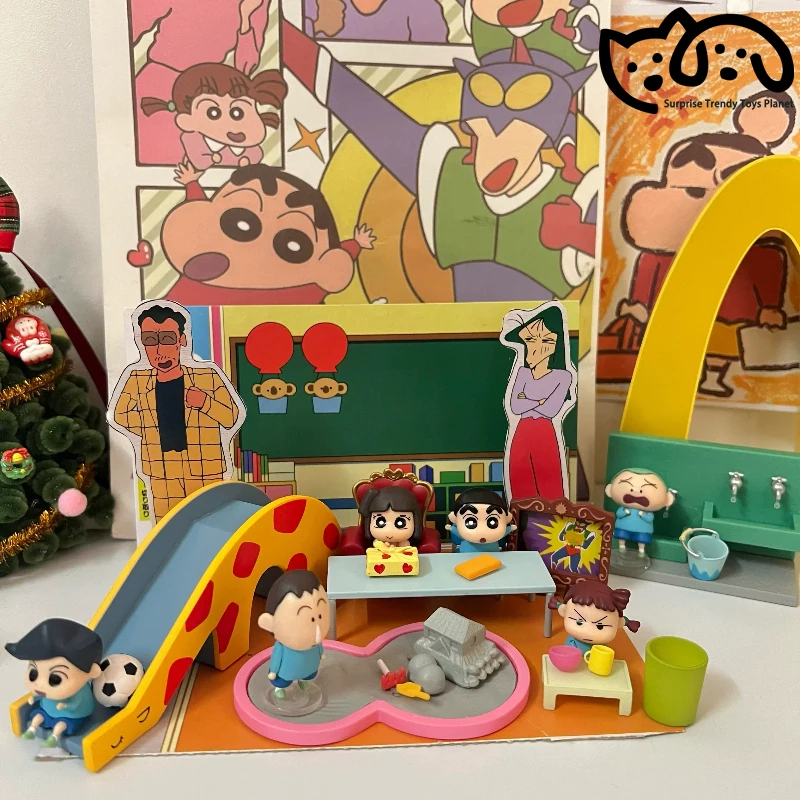 

Creativity Shin-Chan Trendy Kindergarten Blind Box Mini Figurine Miniature Scene House Desktop Model Toys Doll Collect Ornaments