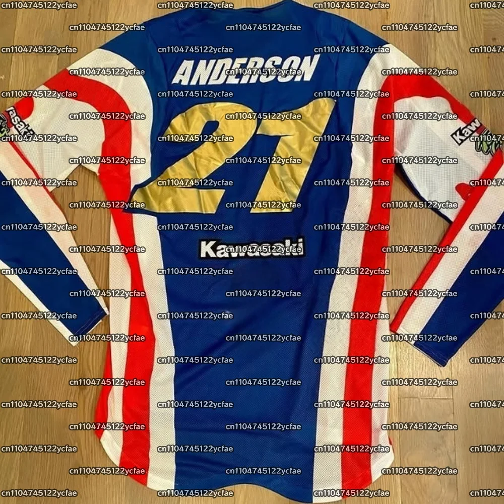 

Мотоциклетная гоночная команда Kawasaki 2025г # 21. Мужская футболка ANDERSON с длинным рукавом, весенне-осенняя мужская футболка, новая спортивная дышащая футболка