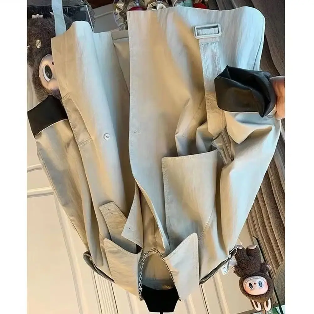 

Весенне-осенний тренчкот 2026 года, женский, в корейском стиле, с подкладкой, повседневный, свободного кроя, с длинными рукавами, ветровка, женская верхняя одежда