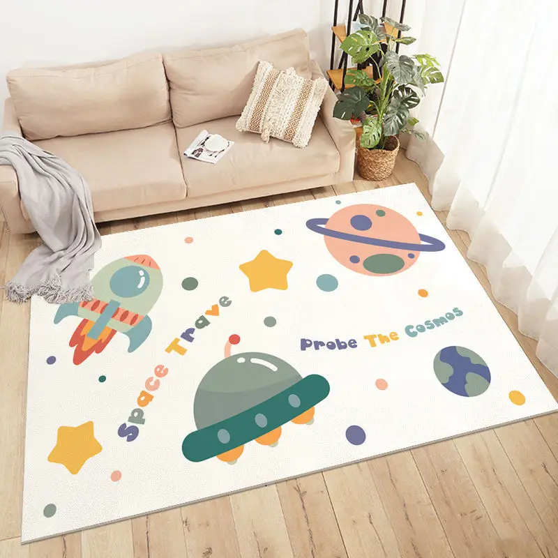 

Cartoon Space Train Carpets for Home,Living Room,Kids Bedroom,Bedside Decoration,Soft Anti-slip Bath Area Rugs,Tatami Floor Mats