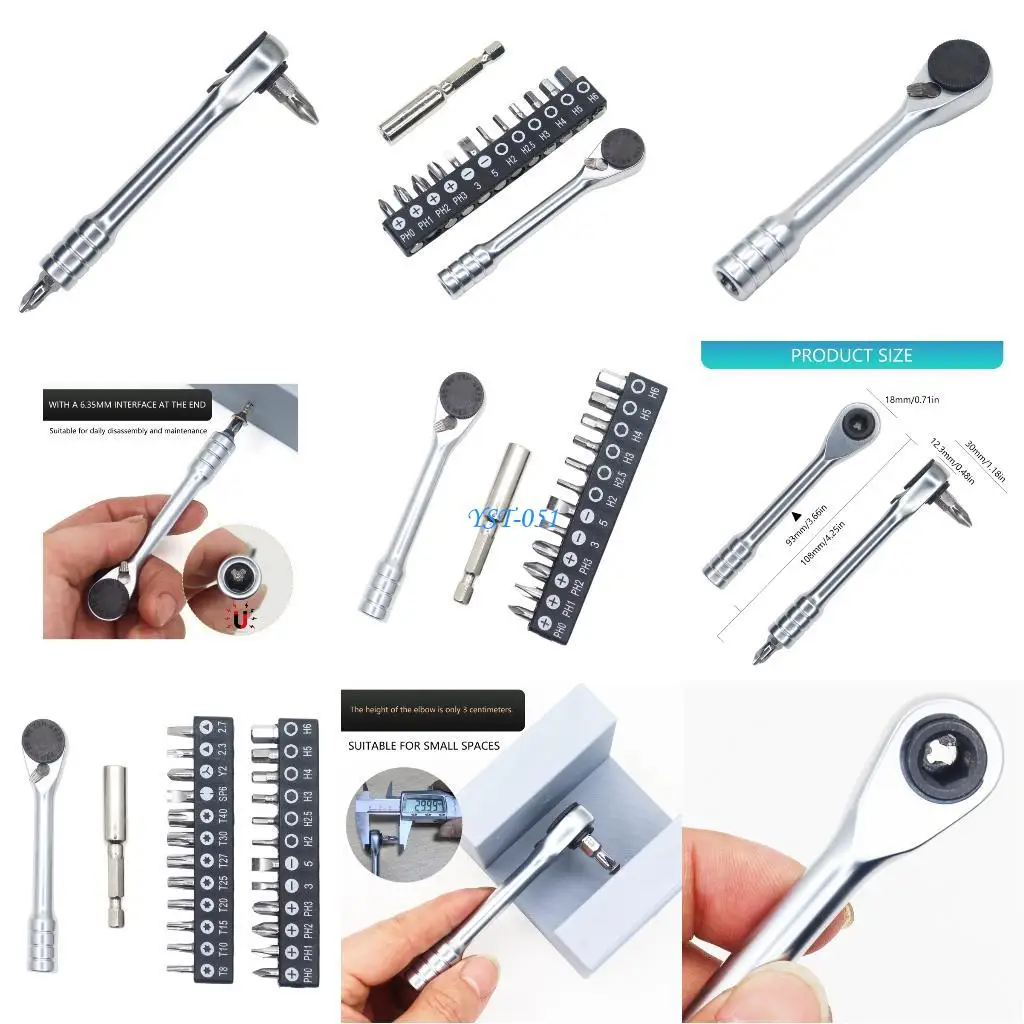 

E15A Ratchet Handle 1/4Inch Drive with Reversible Switches For Electronics Repair