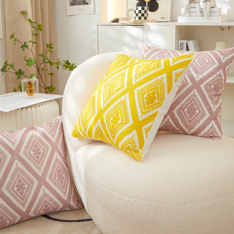 45x45cm New Embroidered Pillow Cover Geometry Soft Cushion Cover Decoration Pillowcase for Sofa Seat Living Room Home Decor