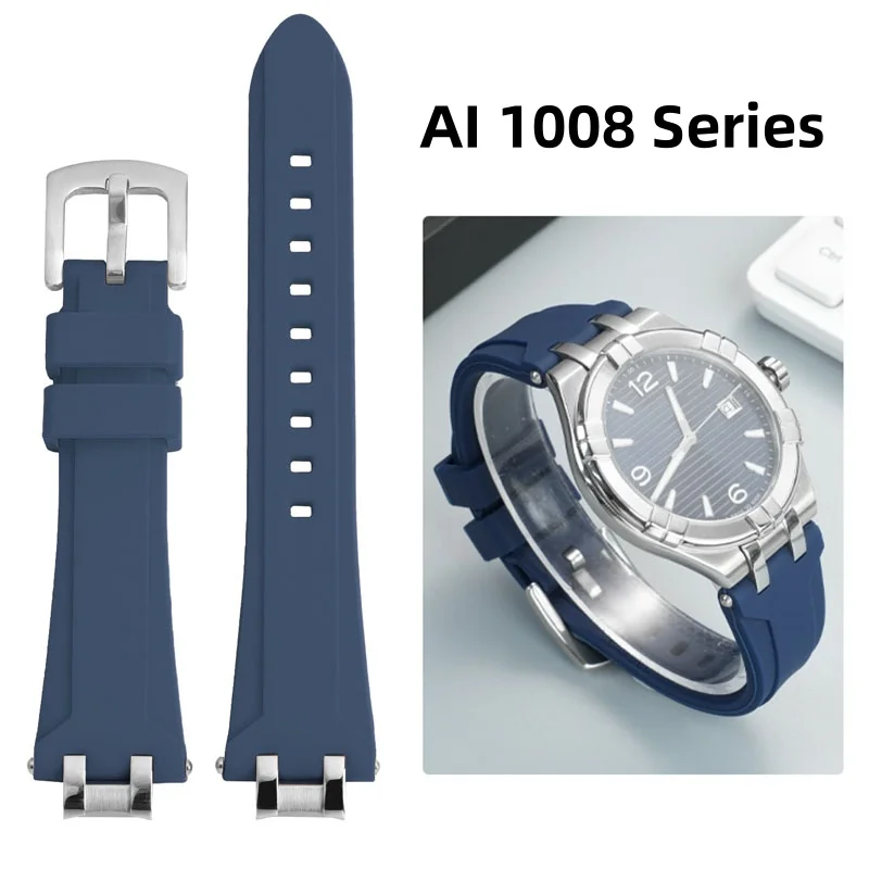 المطاط حزام الساعات ل موريس لاكروا أيكون ساعة AI1008 AI6008 AI1108 AI1018 AI6038 مقاوم للماء سيليكون حزام ساعة مقاوم للماء
