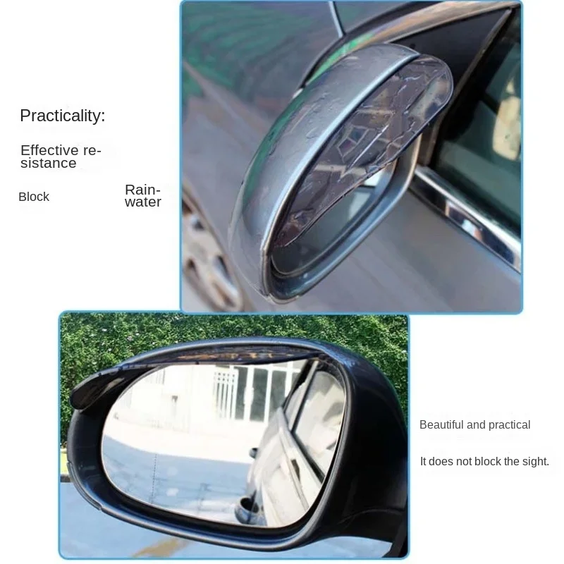 2Pcs Carbon Fiber Style Universal Car Rearview Mirror Rain Shield, Side Window Rain Guard Deflector Cover, Protection Accessory