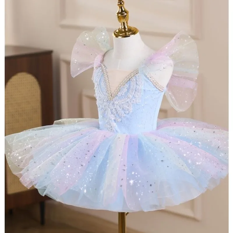 فستان باليه للأطفال سبعة ألوان للفتيات والأطفال فستان الأميرة المطرز باليه توتو ملابس الرقص أداء توتو التنانير