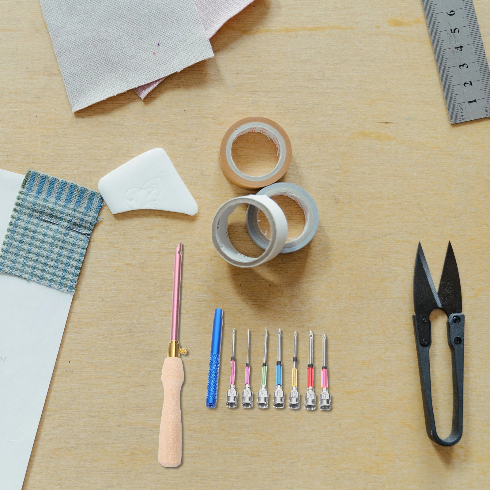 

1 set Punch Needle Kit Embroidery Tools Replaceable Heads DIY Sewing Crafting Wool Fabric Yarn Gifts Packaging Accessories