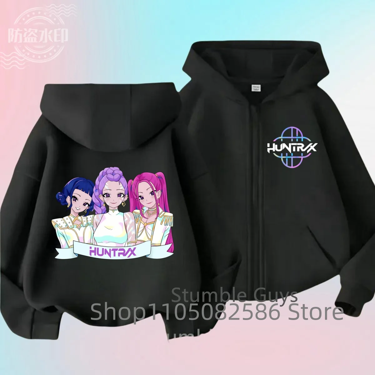 

K-pop Demon Hunters Hooded Coat for Child Anime Huntrix Rumi Zoey Cartoon Fashion Zip t Boy Girl Cute Top Kids Clothes Gift