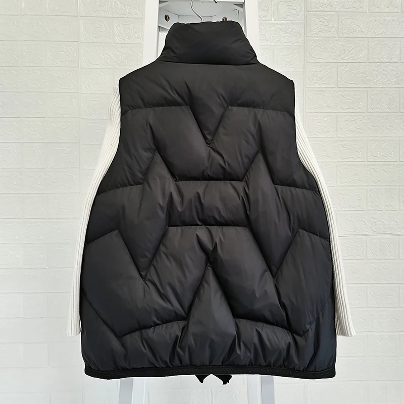 Autumn Winter Ultra Light White Duck Down Coat Women Short Vest Loose Zipper Sleeveless Puffer Jacket Waistcoat Outwear