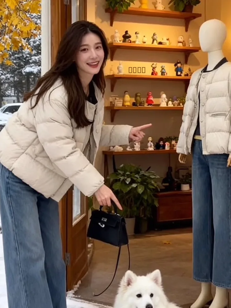 

Новая зимняя женская утепленная куртка из хлопка с круглым вырезом, повседневная, модная, с длинными рукавами, укороченная