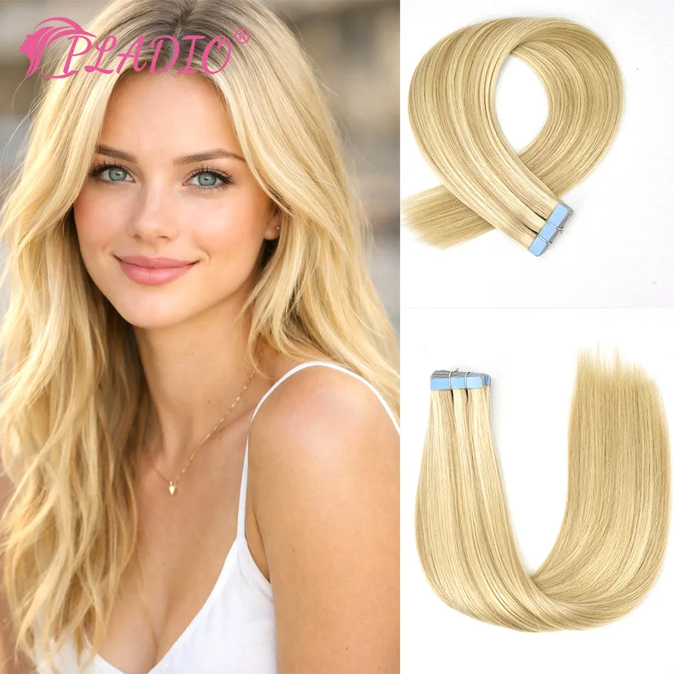 

Бесшовные накладные пряди PLADIO из натуральных человеческих волос, шелковистые, прямые, комфортные в носке, 12-26 дюймов, упаковка 20/40 штук