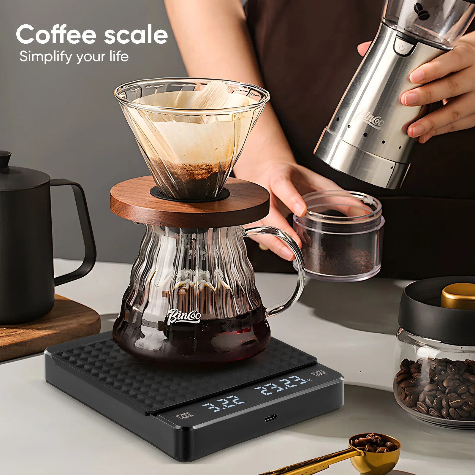 USB Mini Coffee Nano Coffee Scale with Timer Espresso Scale with Auto Tare Touch Sensor and Silicone Cover