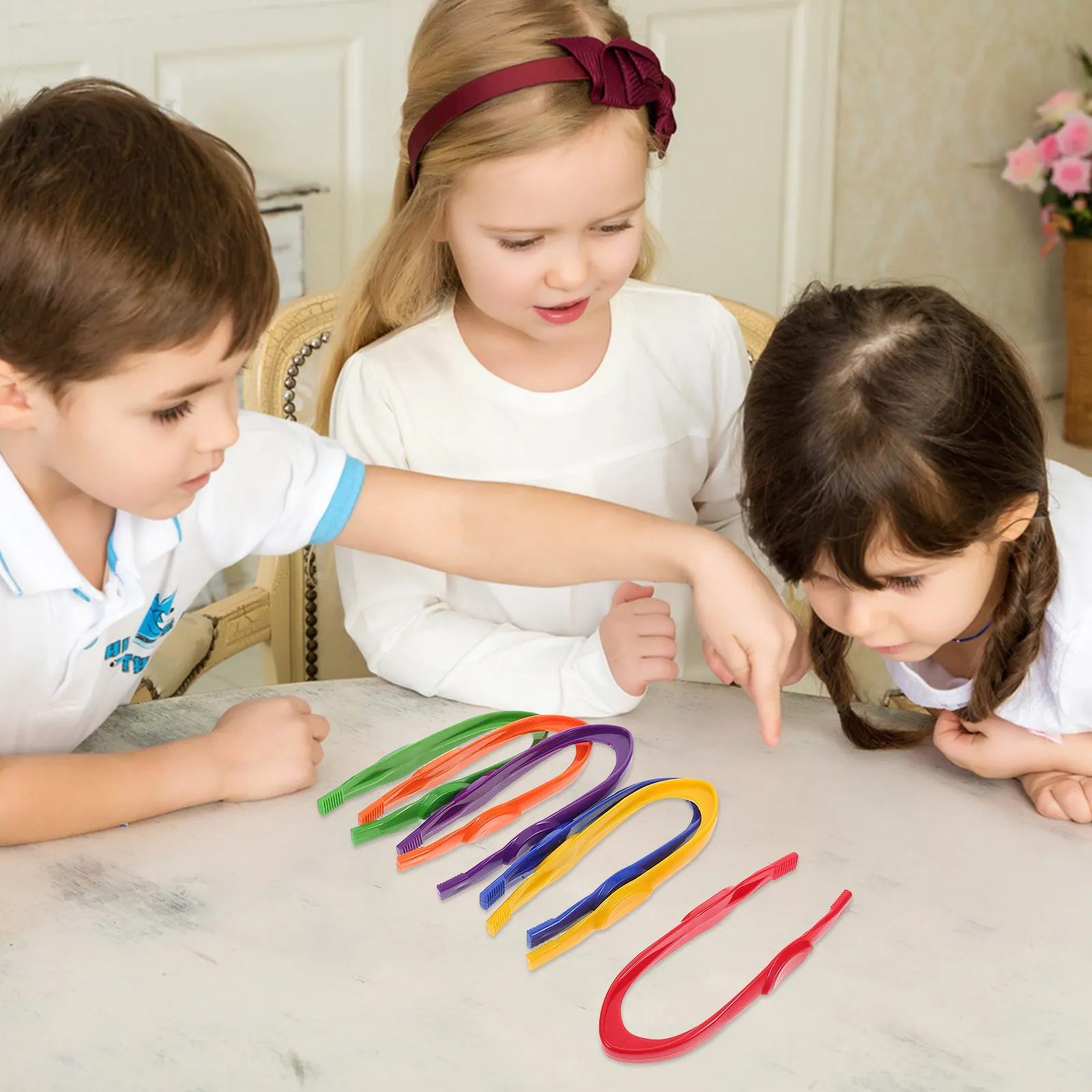 

Набор из 6 детских цветных пластиковых пинцетов с закругленными кончиками для развития мелкой моторики, для дошкольников, для занятий по естествознанию, для класса Монтессори