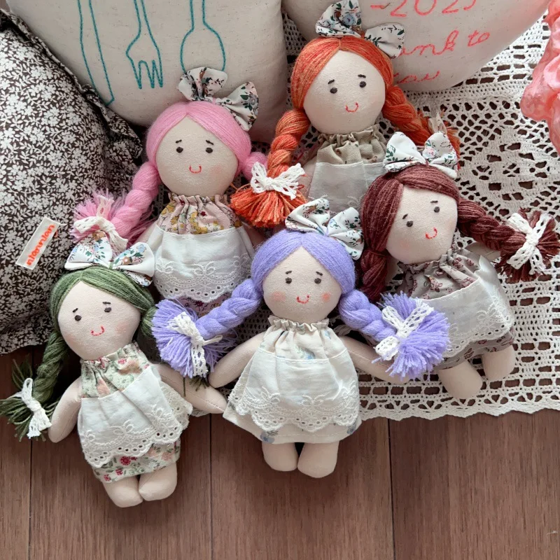 Fabric Floral Dress Doll Pendant Cute Ponytail Girl Bag Charm Plush Toy Keychain for Backpack Purse Decoration Premium Quality