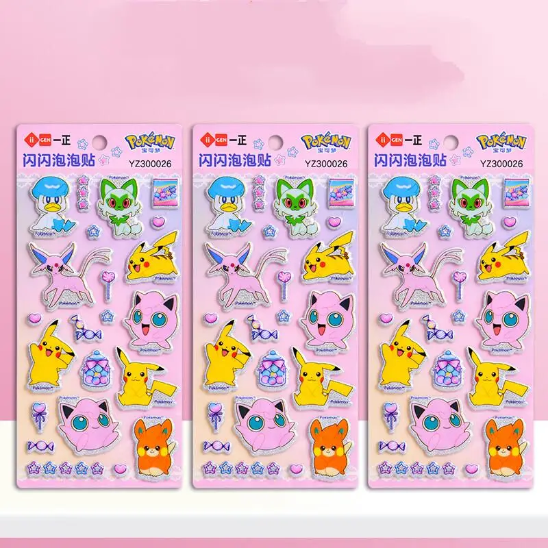 

2Pcs Pokemon Quaxly Pawmi Eevee Sparkling Three-Dimensional Bubble Sticker Diy Phone Case Computer Camera Girl Boy Festival Gift