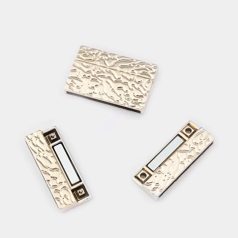 2Sets Matte Gold/Silver Color Hammered Flat Magnetic Clasps fit Flat Leather Multi Strands Bracelet Necklace Jewelery Findings