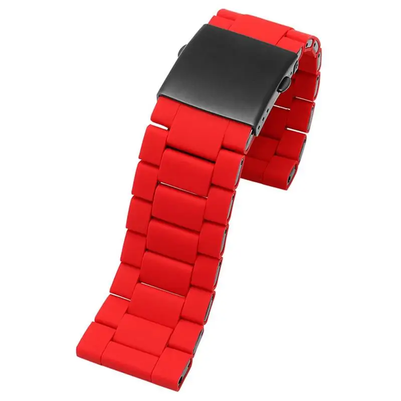 

28mm Silicone Stainless Steel Watchband Watch Strap For Diesel DZ7396 DZ7370 DZ4289 DZ7070 DZ7395 Men Rubber Wrist Band Bracelet