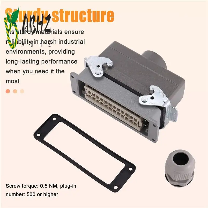 

ABHZ-прямоугольные разъемы H24B-He-024-1 для тяжелых условий эксплуатации, мощность, 24-контактные сердечники, линия 16 А, 500 В, винтовые ножки, авиационная розетка