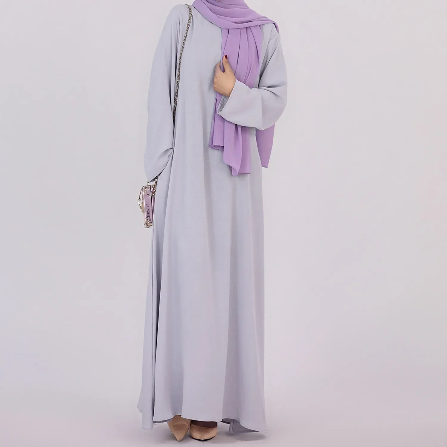 Colorful Under Abaya Dress for Women Crepe Abayas Muslim Dresses Dubai Turkey Ramadan Eid Islamic Modest Clothes Kaftan Robe