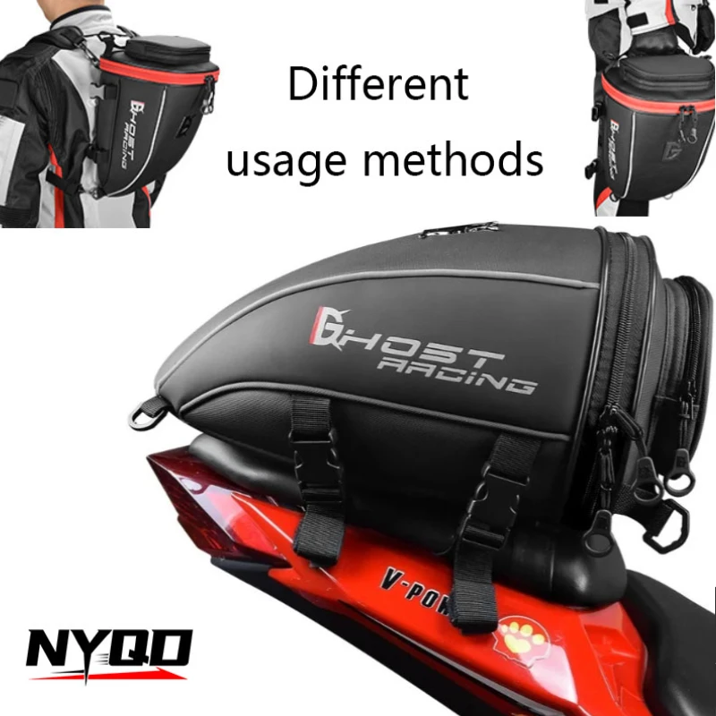 

GHOST RACING Motorcycle Tail Tank Bag Waterproof Multifunction Backage Motobike 10L Storage Luggage Large Capacity Accessories