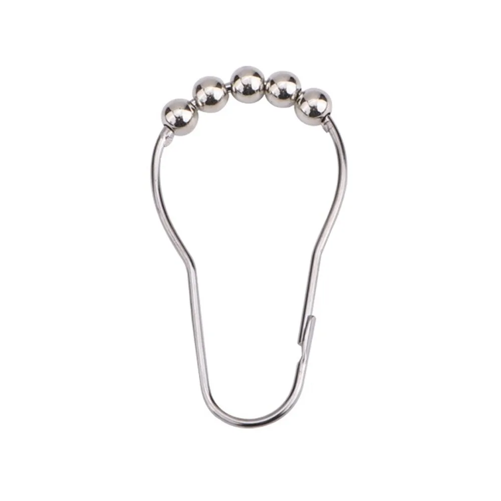 

12pcs 304 Stainless Steel Shower Curtain Hooks Rust-proof Five Beads Gourd Shower Rod Hooks Sliver Heavy-Duty Curtain Hanger
