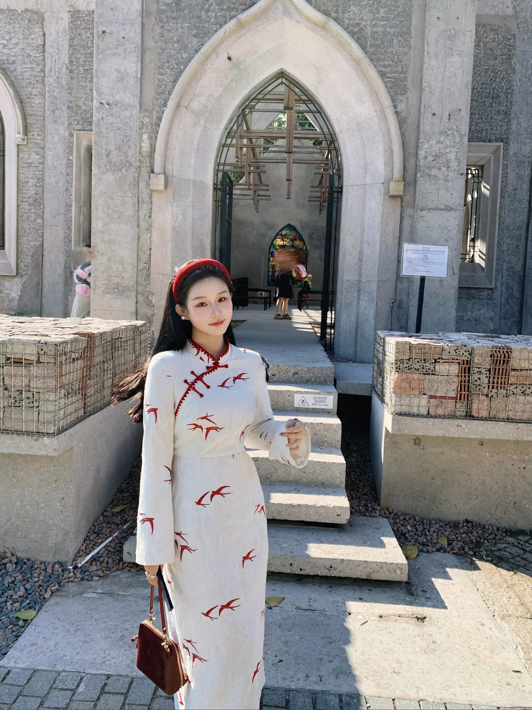 

Red Crow Improved Slim Fit Dr New Chinese Sle Early Spring Retro Yan Ni Polyester Fiber Soft A-Line Skirt