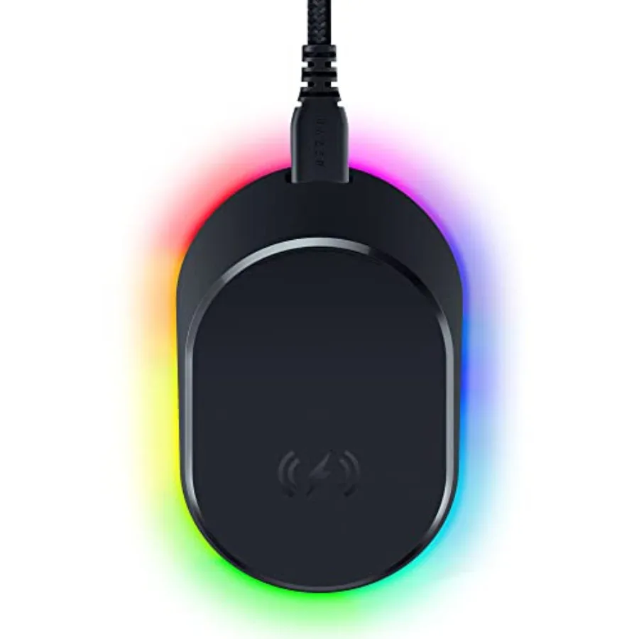 

Mouse Dock Pro with Wireless Charging Puck: Magnetic Wireless Charging Integrated HyperPolling 8K Hz Transceiver Anti-Slip Base