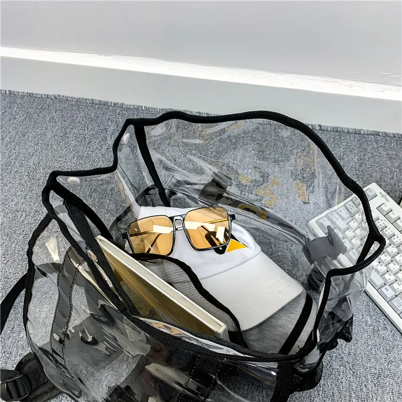 Hot Sale Transparent Backpack PVC Travel Backpack Japan and Korea Trend Flip PVC Transparent School Bag