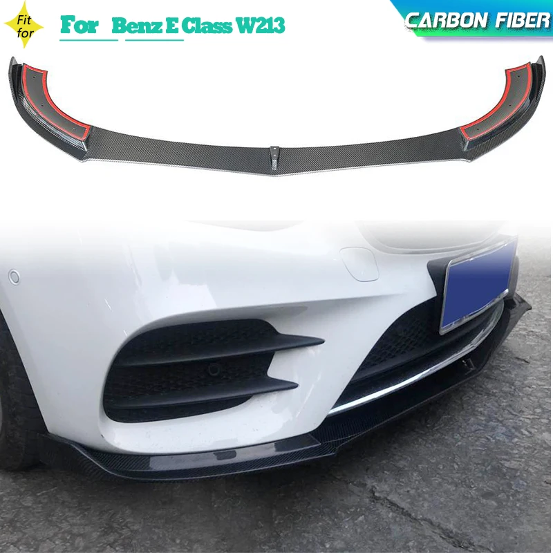 Carbon Fiber Car Front Bumper Lip Spoiler for Mercedes-Benz E Class W213 E300 E400 E43 AMG 4-Door 2016-2019 Front Lip Chin Apron