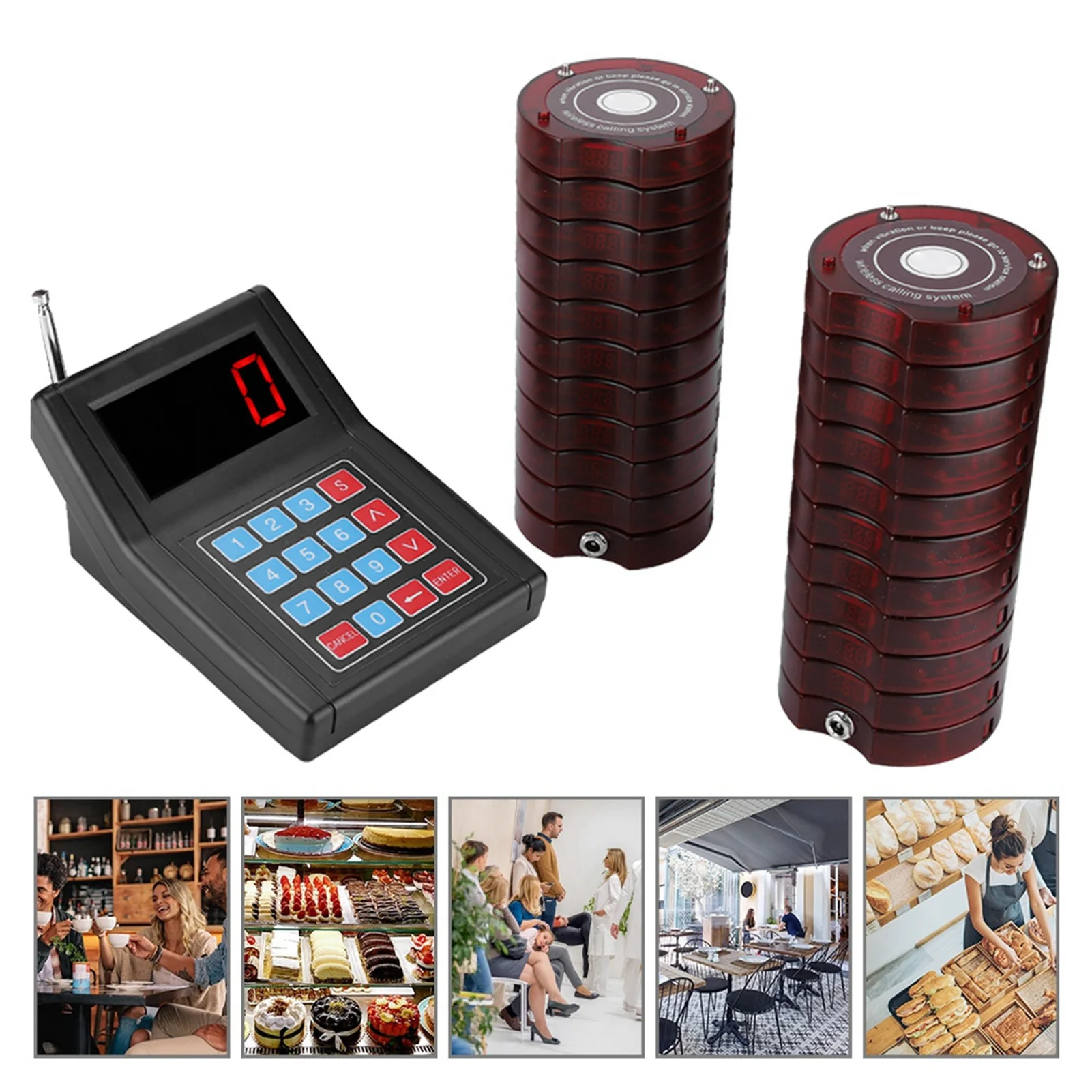 SU-668 Pager Wireless Celling Pager System 20 Receivers for Restaurant Coffee Shop Food Court Queuing System