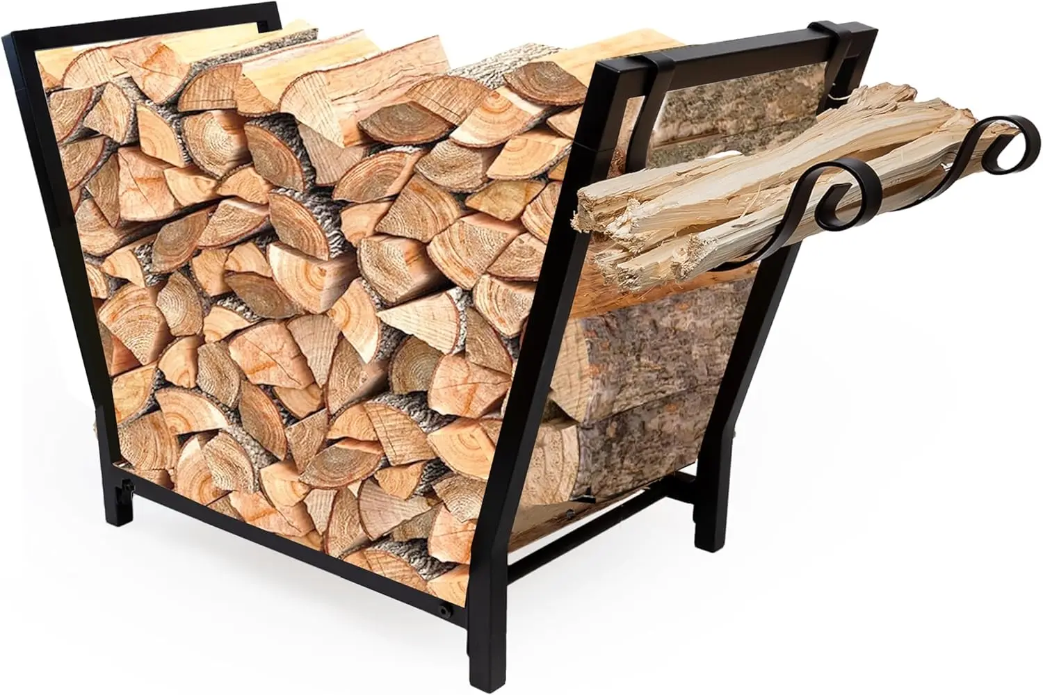 

Firewood Rack Outdoor Indoor with Kindling Hooks 25.6in Heavy Duty Stainless Steel