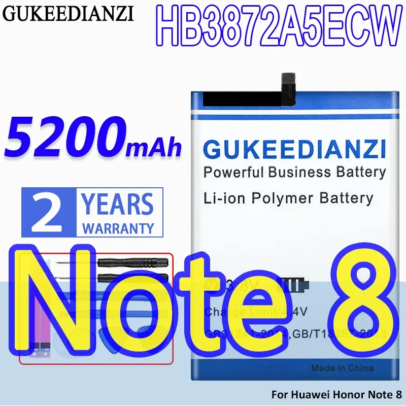 High Capacity GUKEEDIANZI Battery HB3872A5ECW 5200mAh For Huawei Honor Note 8 Note8 EDI-DL00 EDI-AL10