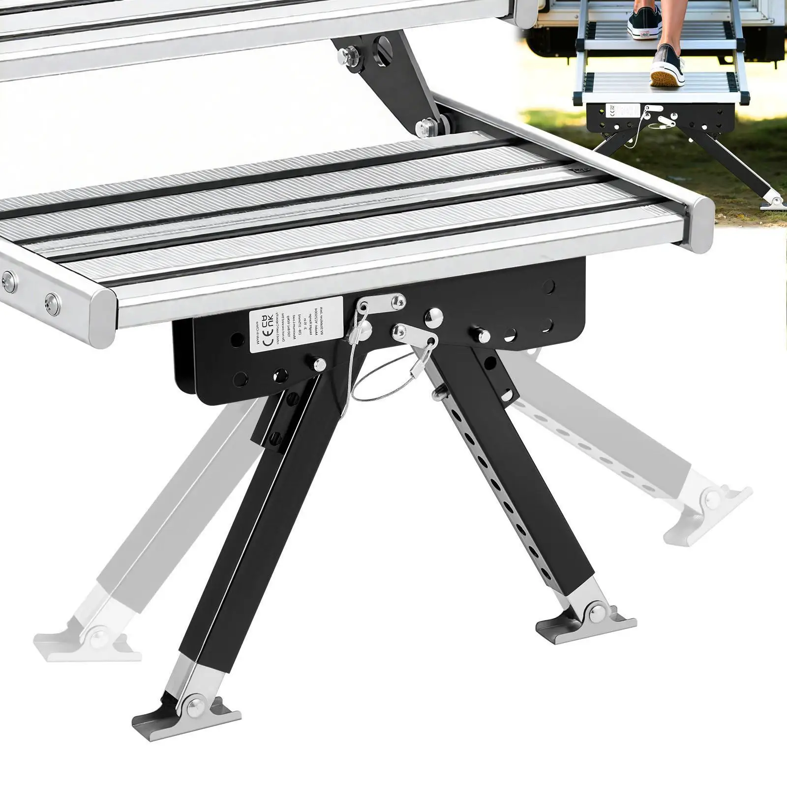 RV Step Stabilizer, Height Adjustable Step Stabilizer Kit, Camper Stair Stabilizers with Powder Coated Steel for 5th Wheels, Travel Trailers and for motorhomes , Adjustable from 3 inch to 15 inch