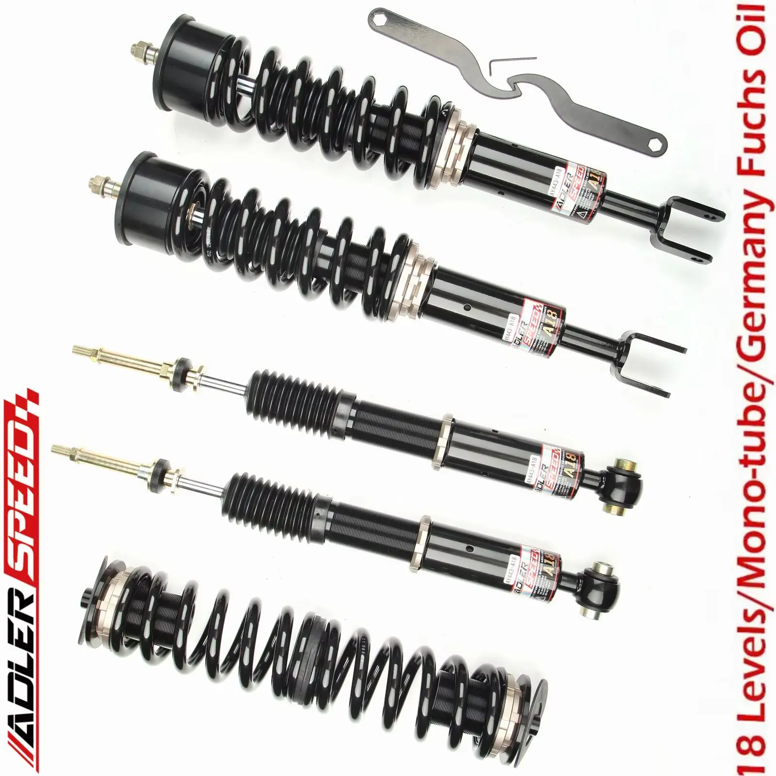 ADLERSPEED Adjustable Lowering Springs Coilovers Kit for Audi A4 S4 RS4 B6 B7 18 Way Damper