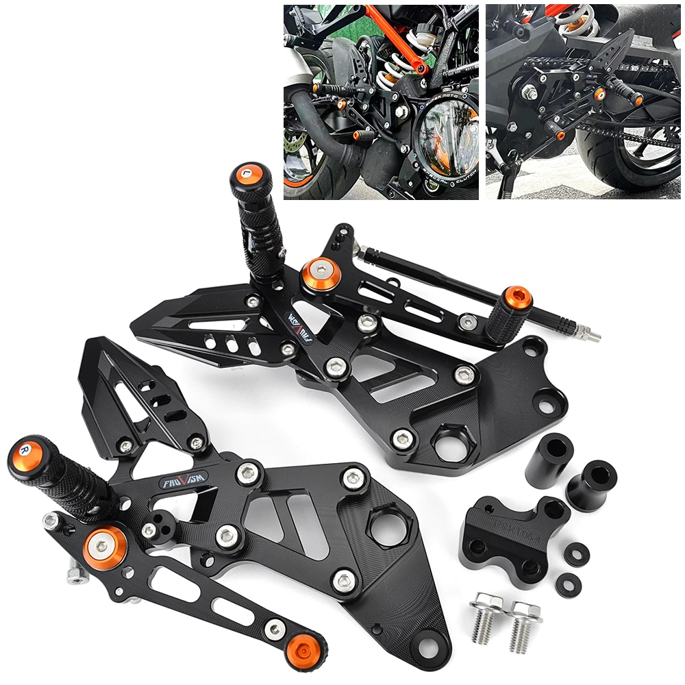 Motorcycle 390 CNC Adjustable Foot Pegs Pedals Rest Rearset Footpegs for RC390 RC 390 2022 2023