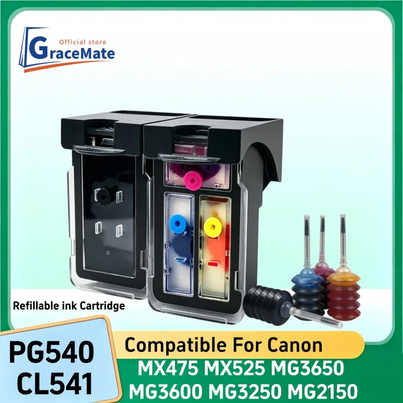 Refillable Ink Cartridges 540XL 541XL PG540 CL540 for Canon MX475 MX525 MG3650 MG3600 MG3250 MG2150 MG3100 MG4250 MG3550 MG4100